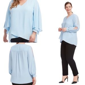 Karen Kane Plus Size 3X Blue Split Sleeve Blouse